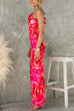 Meridress Ruffle One Shoulder Floral Print Bodycon Maxi Dress