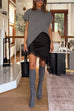 Meridress Crewneck Short Sleeves Irregular Hem Sweater Top