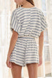 Meridress Striped Short Sleeves Crop Top and Elastic Waist Pocketed Shorts Set