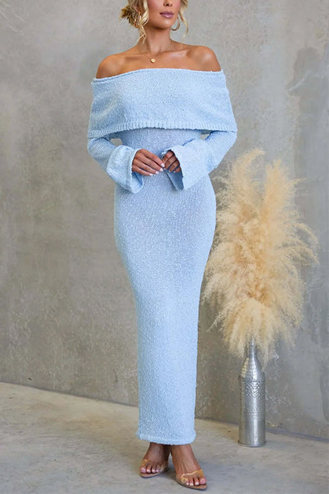 Meridress Off Shoulder Long Sleeves Bodycon Stretchy Maxi Dress