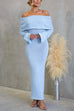Meridress Off Shoulder Long Sleeves Bodycon Stretchy Maxi Dress