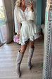 Meridress Lantern Long Sleeves Waisted Ruffle Mini Dress