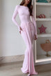 Long Sleeves Draped Front Bodycon Maxi Dress