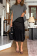 Meridress Crewneck Short Sleeves Irregular Hem Sweater Top