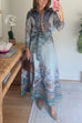 High Rise Bow Waist Unique Print Maxi Skirt