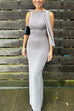 Meridress Elegant Sleeveless Tie Shoulder Bodycon Maxi Dress