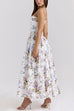 Meridress Spaghetti Strap Floral Print Bustier A-line Maxi Dress