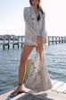 Meridress Collared V Neck Shirt and Side Slit Shorts Vitamin Sea Print Set