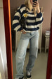 Meridress Drop Shoulder Striped Casual Pullover Sweater