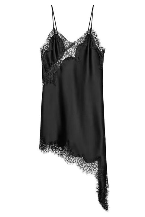 Meridress Spaghetti Strap Lace V Neck Irregular Hem Mini Dress
