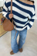 Meridress Drop Shoulder Striped Casual Pullover Sweater