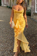Meridress Spaghetti Strap Mesh Splice Draped Ruffle Maxi Dress