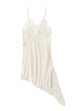 Meridress Spaghetti Strap Lace V Neck Irregular Hem Mini Dress