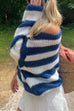 Meridress Drop Shoulder Striped Casual Pullover Sweater