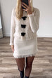 Meridress Crewneck Frayed Hem Pocketed Bow Sweater