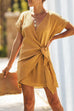 MR Cross V Neck Tie Mini Dress
