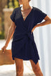 Meridress Cross V Neck Tie Mini Dress