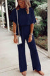 Meridress Solid Flare Sleeve Tie Knot Jumpsuit