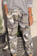 Meridress Camo Elastic Mid Belt Waist Cargo Pants