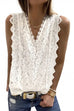 Meridress V Neck Lace Hollow Out Sleeveless Top