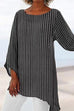Meridress 3/4 Sleeve Irregular Hem Stripes T-shirt