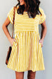 MR Square Collar Striped Casual Dress
