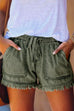 Meridress Drawstring High Waist Raw Hem Pockets Shorts