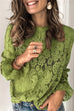 Meridress Lace Hollow Out Bell Sleeves Pullover Tops