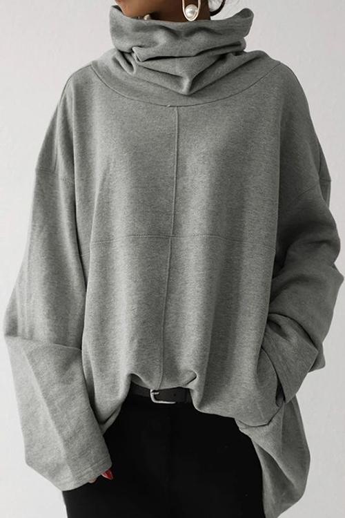 Meridress Vivien Cowl Neck Solid Loose Sweatshirt