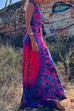 Meridress V Neck Criss Cross Backless Tie Dye Maxi A-line Dress