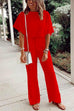 Meridress Solid Flare Sleeve Tie Knot Jumpsuit