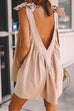 Meridress V Neck Bow Knot Shoulder Backless Mini Cami Dress
