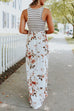 Meridress Striped Floral Splice Sleeveless Maxi Dress