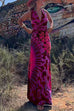 Meridress V Neck Criss Cross Backless Tie Dye Maxi A-line Dress