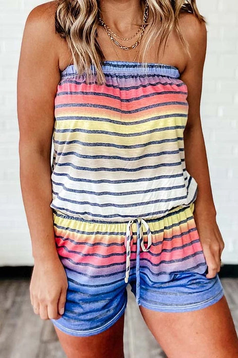 Meridress Off Shoulder Striped Gradient Romper