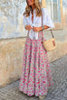 Meridress Frilled Elastic Waist Bohemia Floral Maxi Flowy Skirt