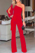 Meridress One Shoulder Slit Sleeve Tie Knot Jumpsuit(7 Colors)