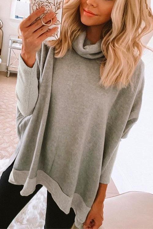 Meridress Cowl Neck Long Sleeve Side Split Sweatshirt