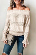 Meridress Off Shoulder Lace Crochet Ruffle Shirt