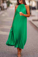 Meridress Solid Sleeveless Pleated A-line Holiday Dress