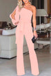 Meridress One Shoulder Slit Sleeve Tie Knot Jumpsuit(7 Colors)