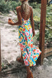 Meridress V Neck Spaghetti Strap Floral Print Maxi Dress