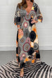 Meridress V Neck Ruffle Sleeve Printed Maxi Swing Dress