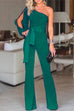 Meridress One Shoulder Slit Sleeve Tie Knot Jumpsuit(7 Colors)