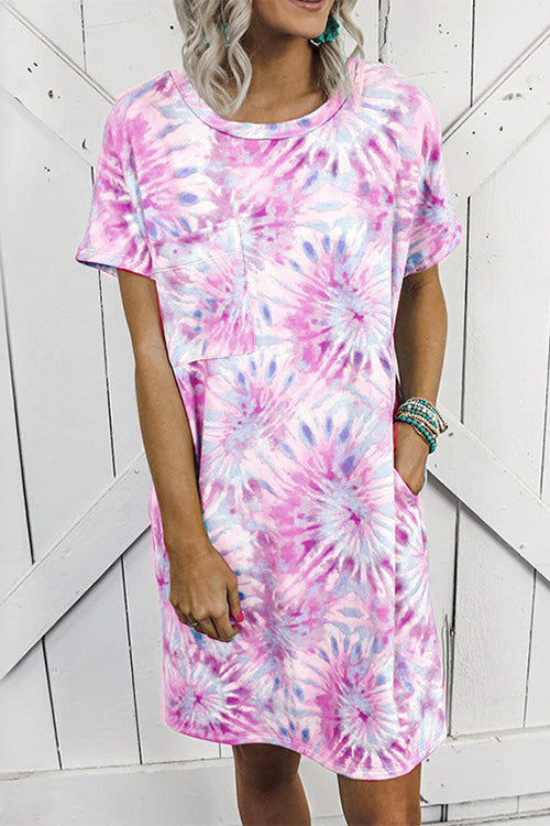 Meridress Sierra Short Sleeve Tie Dye Dress with Pockets