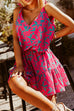 Meridress V Neck Tie Shoulder Printed Mini Cami Dress