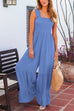 Meridress Wide Straps Smocked High Waist Ruffle Wide Leg Jumpsuit