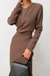 Meridress Solid Front Cross Slit Back Ruched Midi Dress