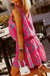 Meridress V Neck Tie Shoulder Printed Mini Cami Dress