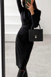 Meridress Solid Front Cross Slit Back Ruched Midi Dress